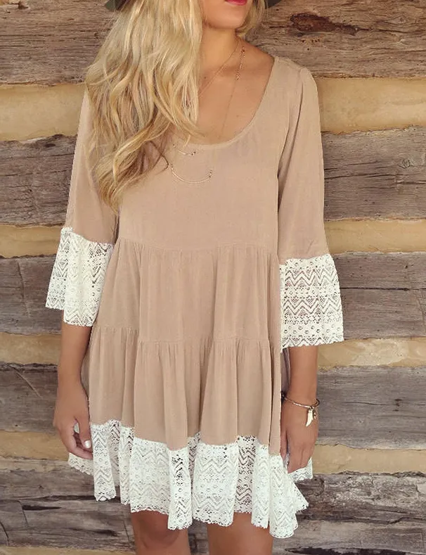 Tiered Loose Lace Hem Dress