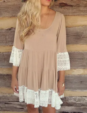Tiered Loose Lace Hem Dress