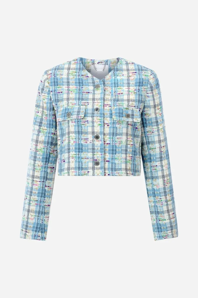 Tweedjacke mit Blumen-Applikation