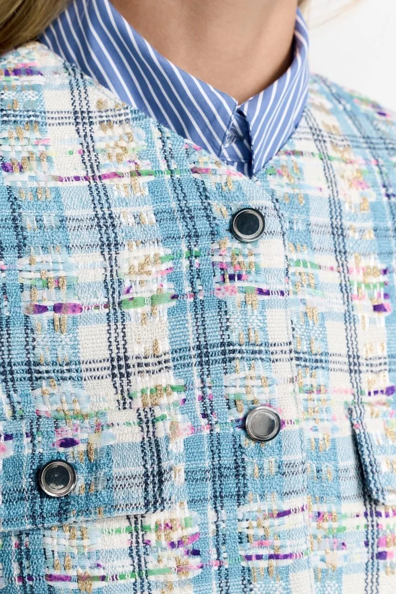 Tweedjacke mit Blumen-Applikation