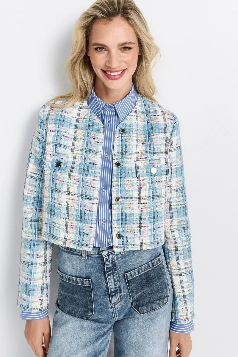 Tweedjacke mit Blumen-Applikation