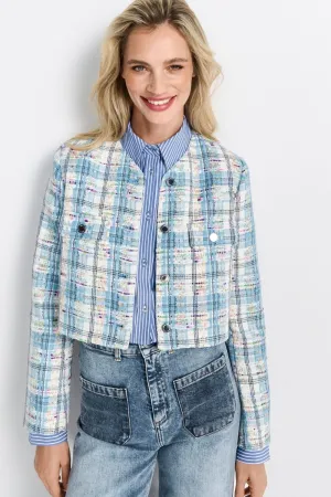 Tweedjacke mit Blumen-Applikation