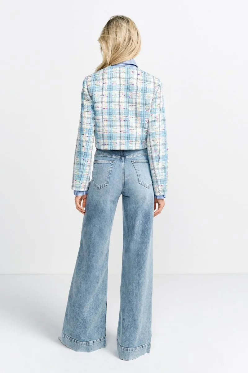 Tweedjacke mit Blumen-Applikation