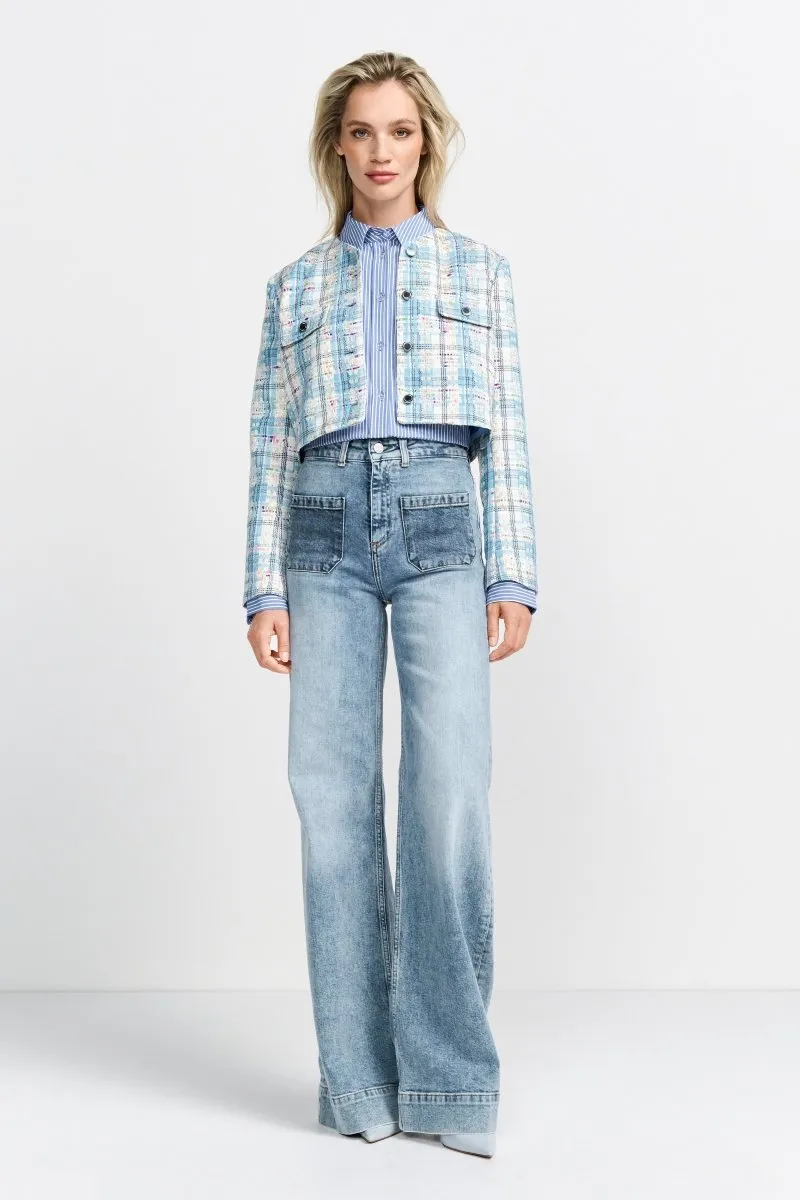 Tweedjacke mit Blumen-Applikation