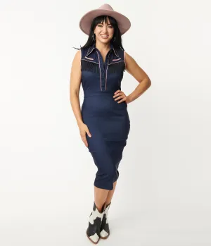 Unique Vintage Western Fringed Wiggle Dress