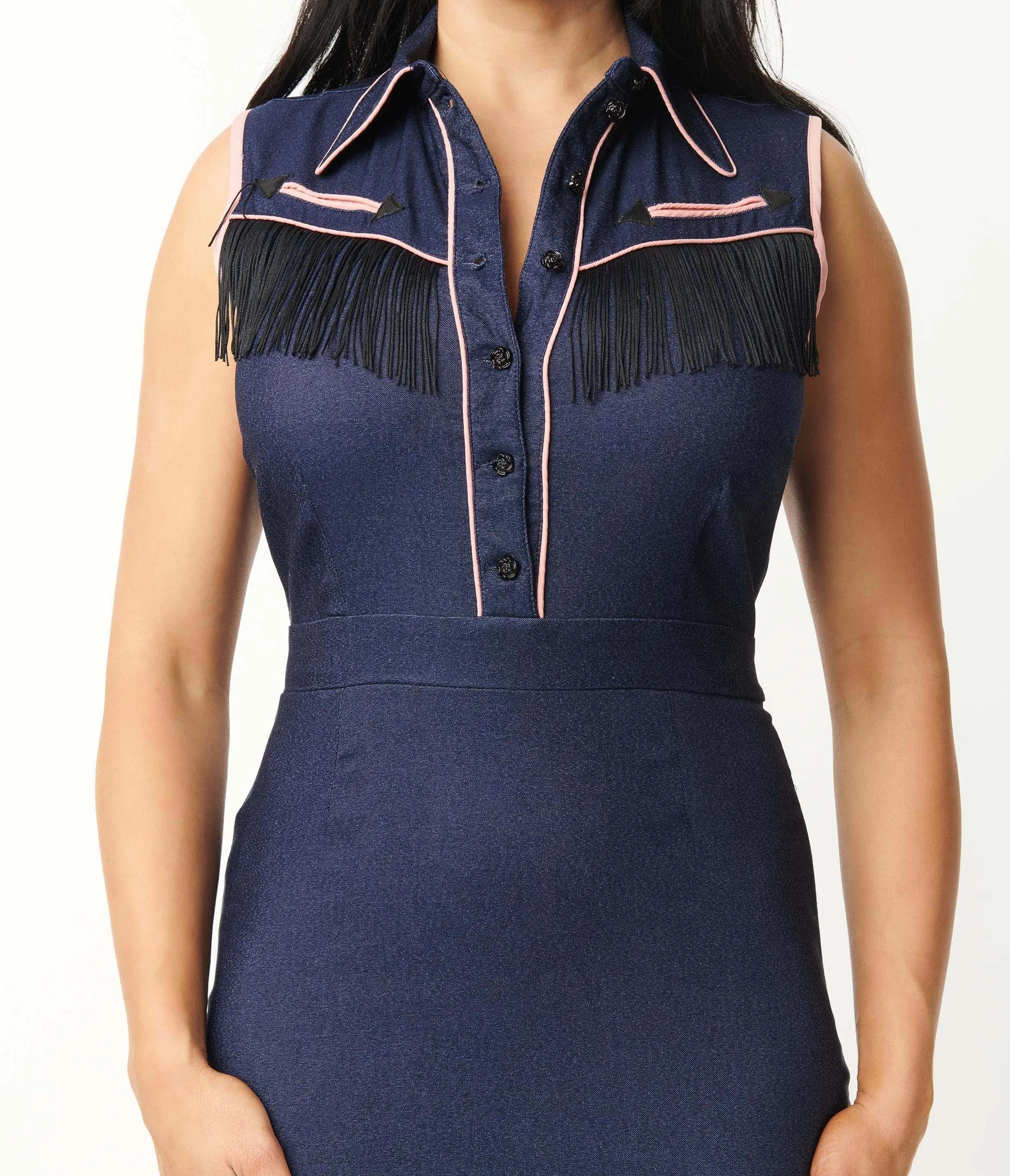Unique Vintage Western Fringed Wiggle Dress