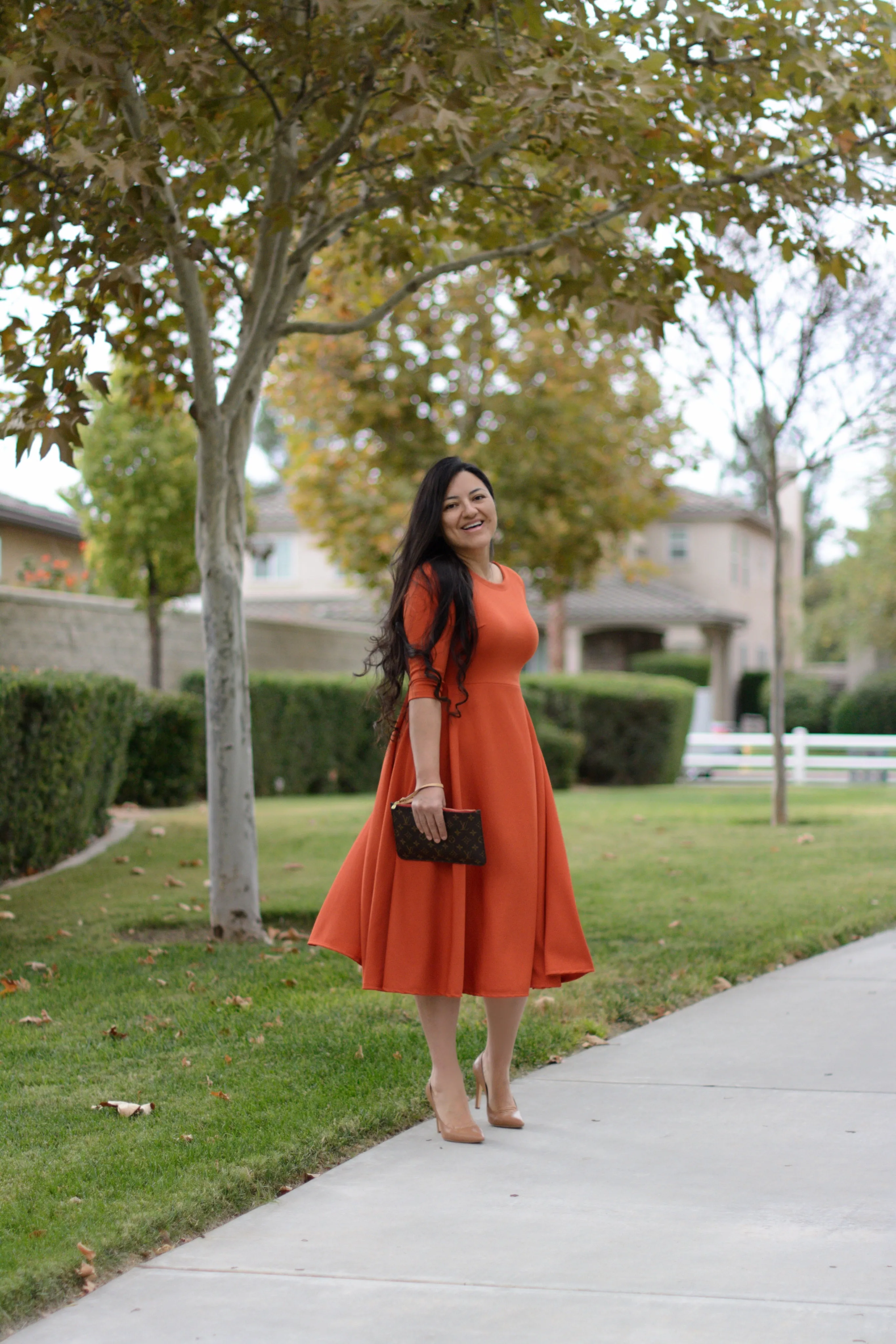 Valencia Rust Midi Dress