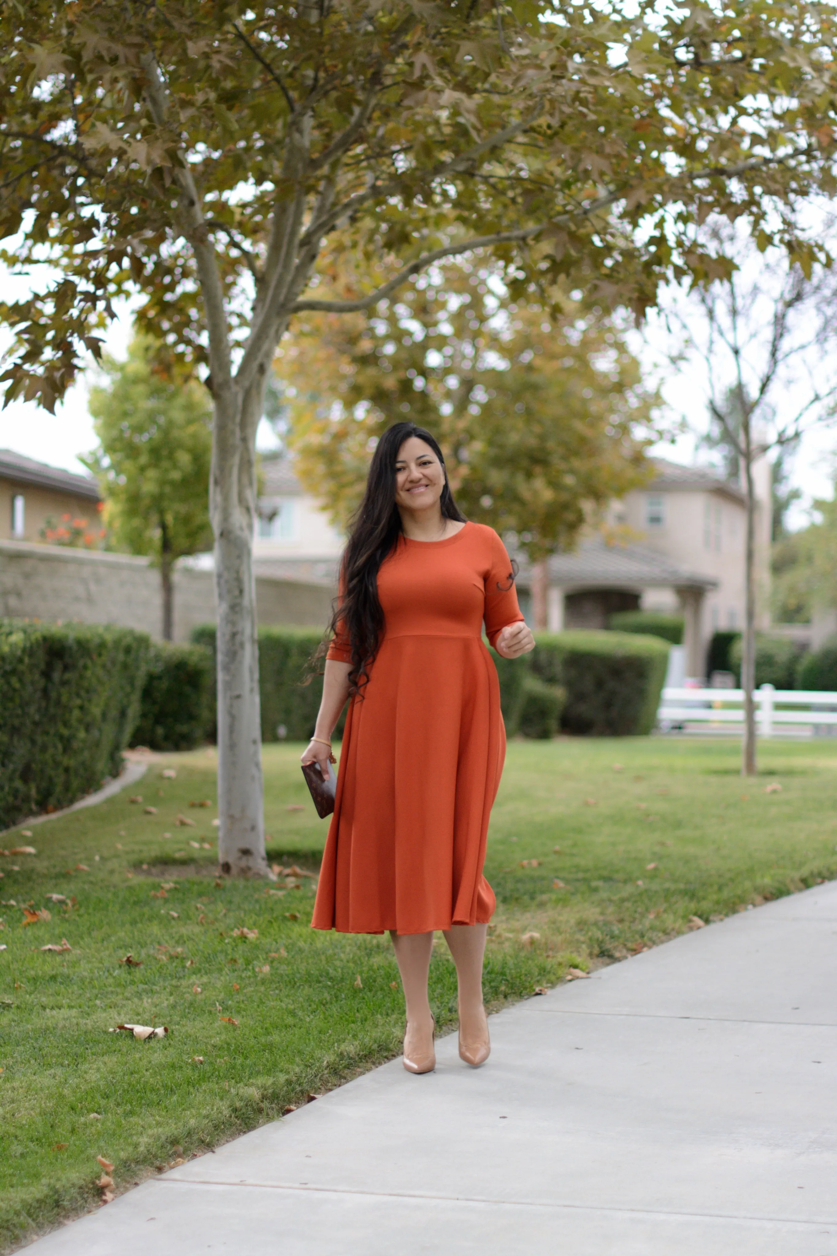 Valencia Rust Midi Dress