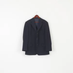 Varteks Men 42 Blazer Navy Striped Wool Vintage Single Breasted Jacket