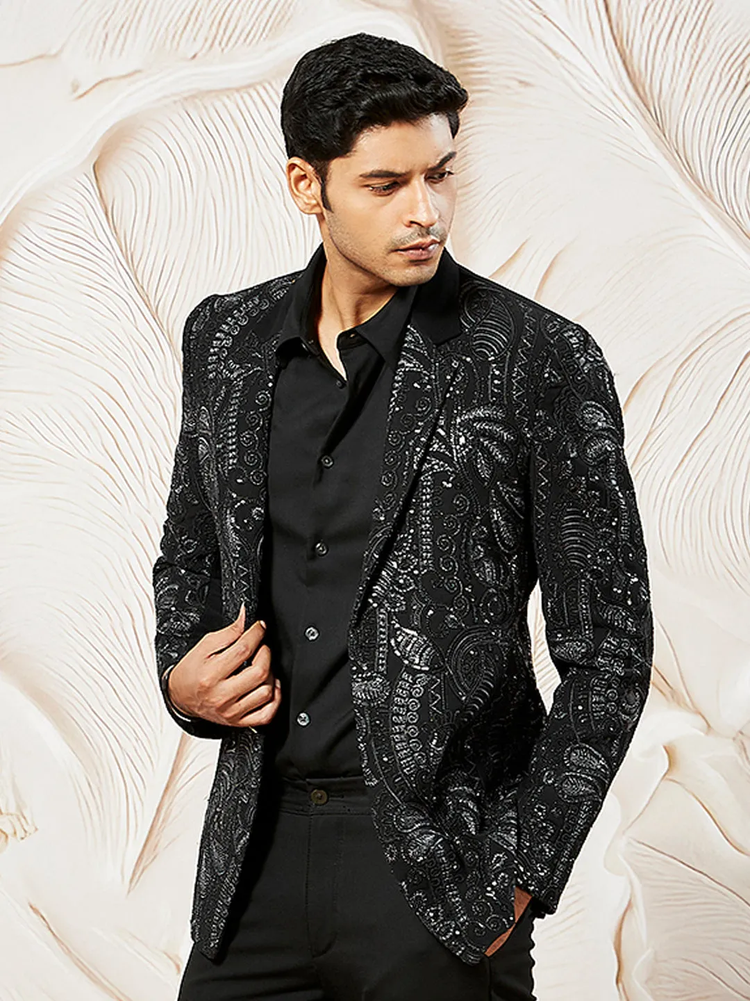 VASTRAMAY Men's Black Imported Suting Blazer