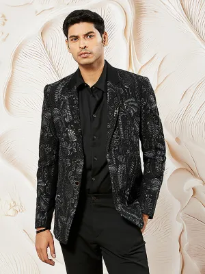 VASTRAMAY Men's Black Imported Suting Blazer