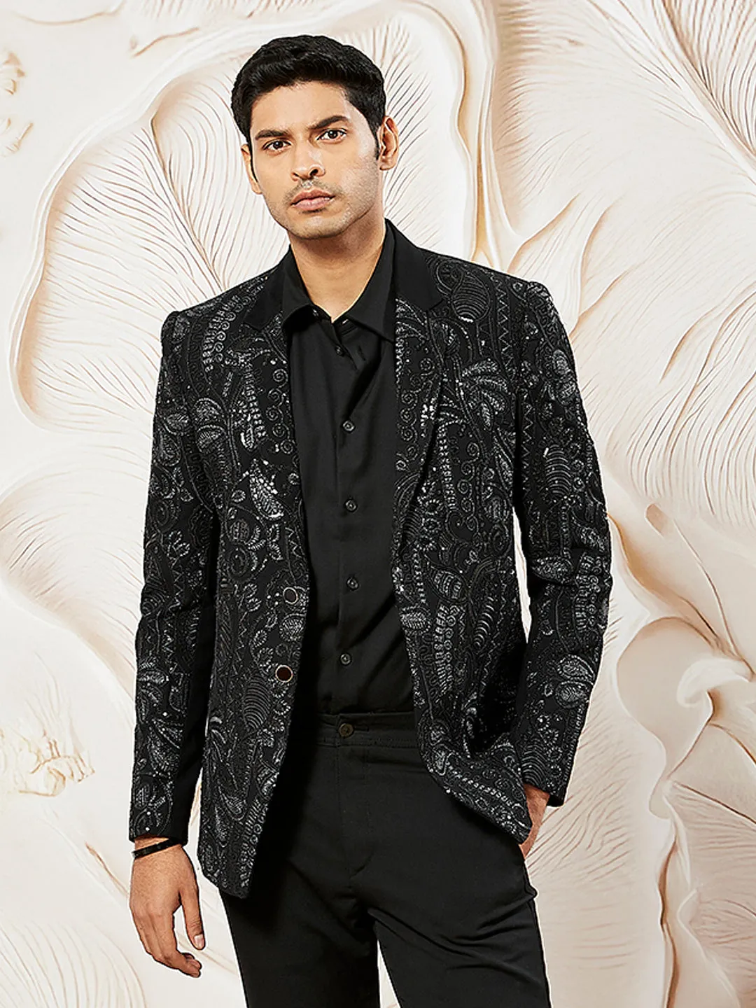 VASTRAMAY Men's Black Imported Suting Blazer