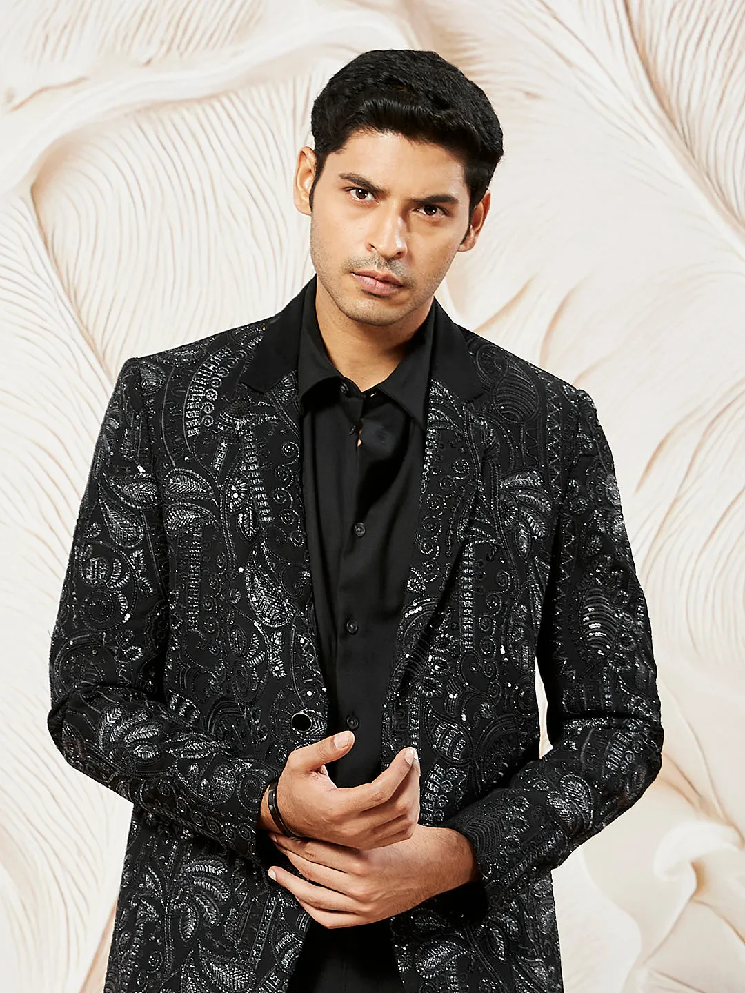 VASTRAMAY Men's Black Imported Suting Blazer