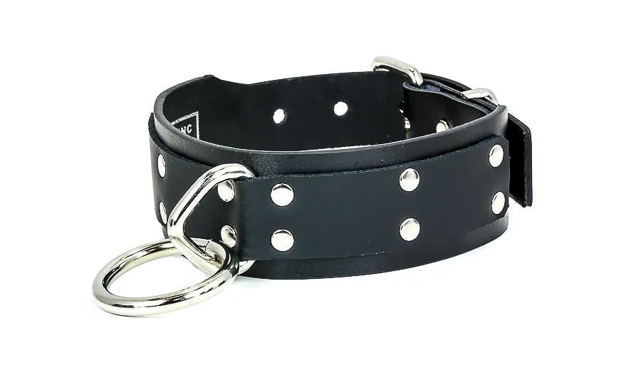 VeganLeather1  Bondage Collar With Large Ring