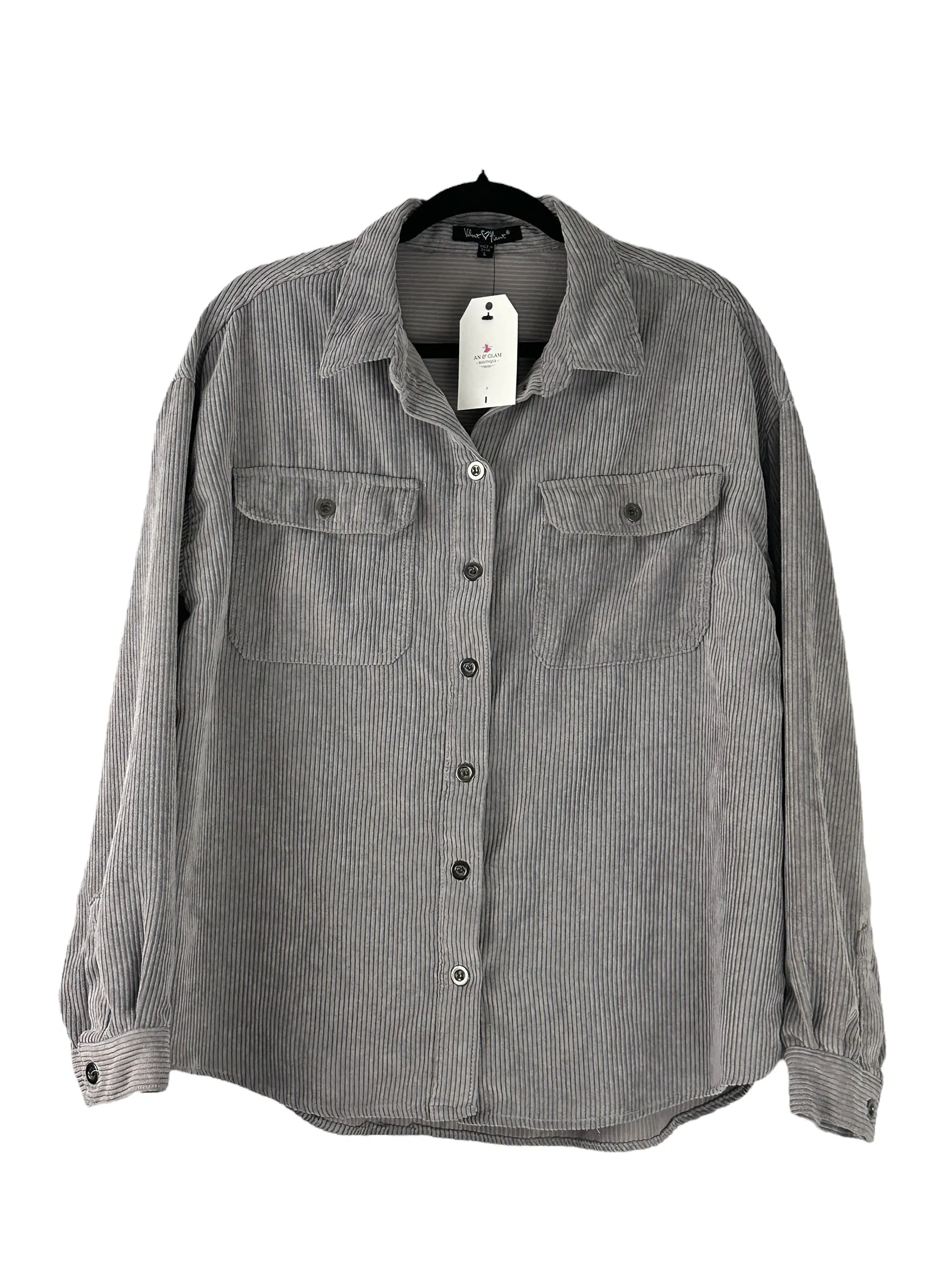 Velvet Heart Corduroy Shirt Jacket Gray
