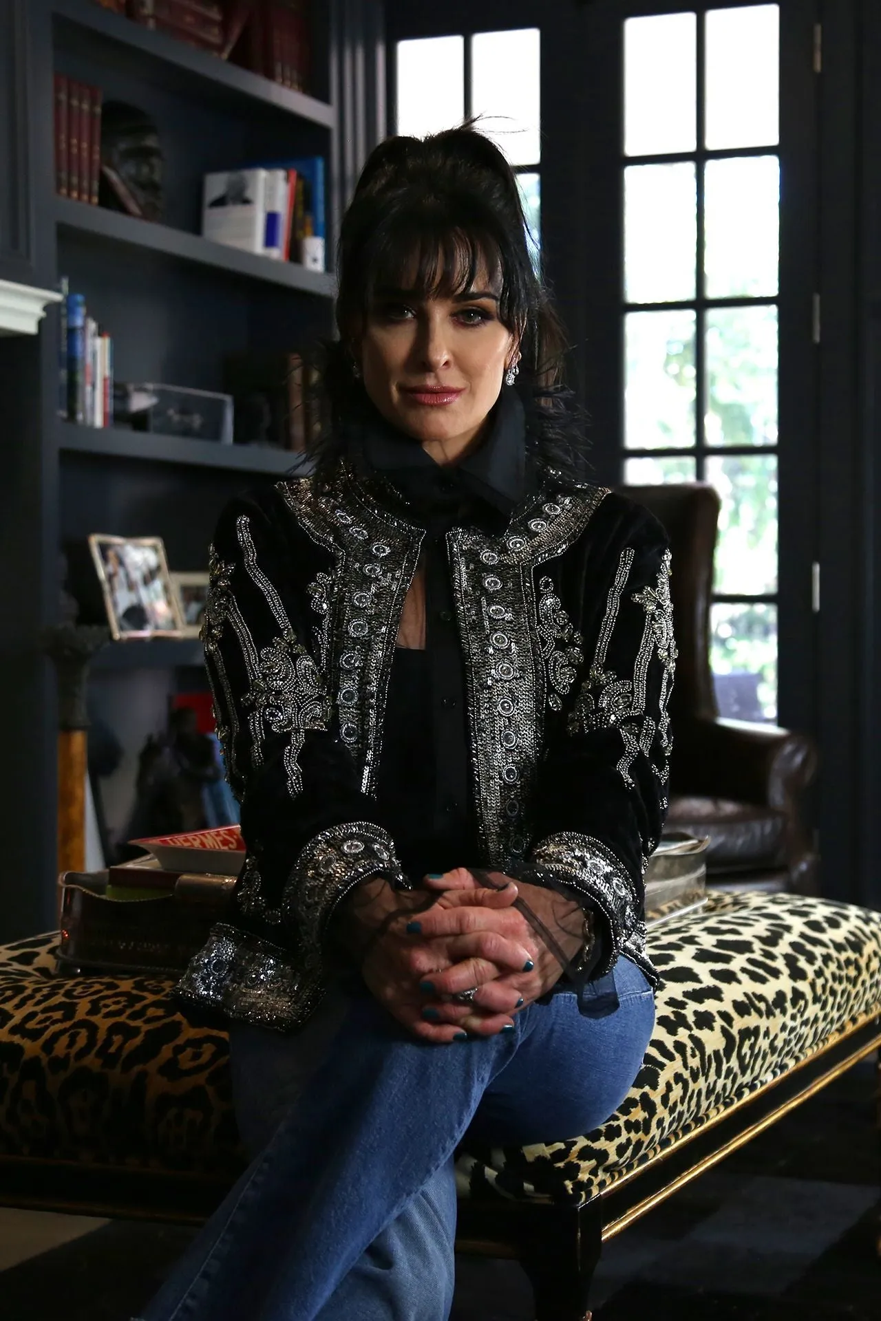 Velvet Sequin Jacket in Black