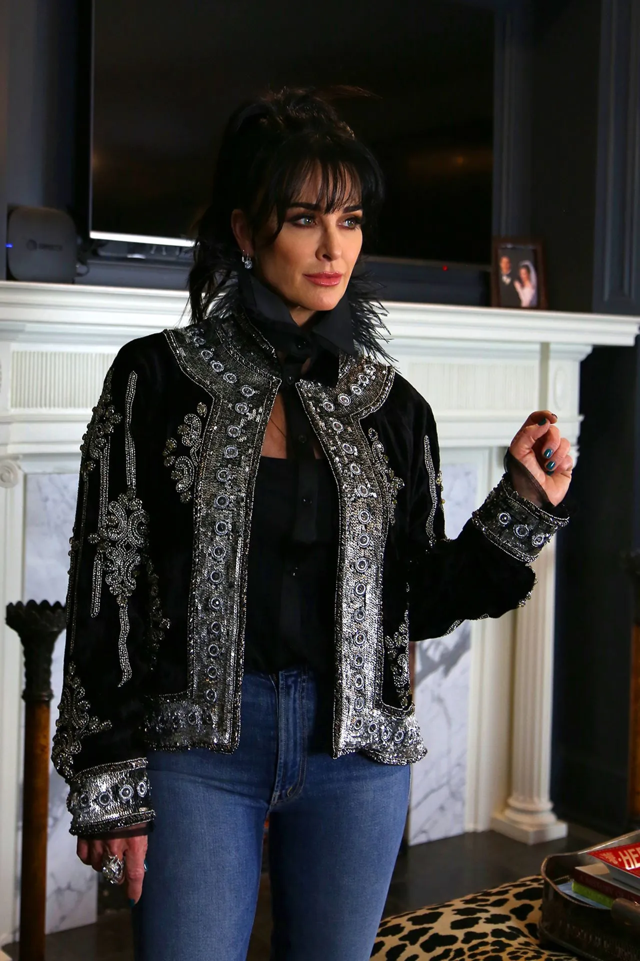 Velvet Sequin Jacket in Black