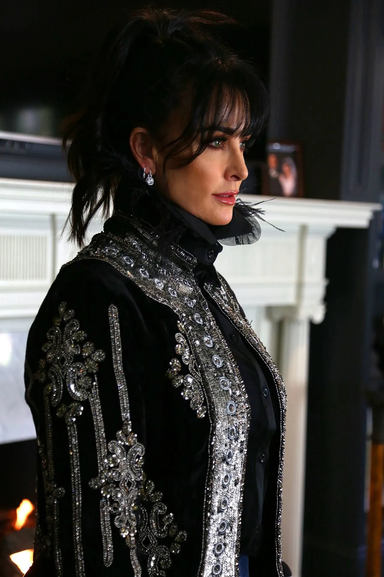Velvet Sequin Jacket in Black