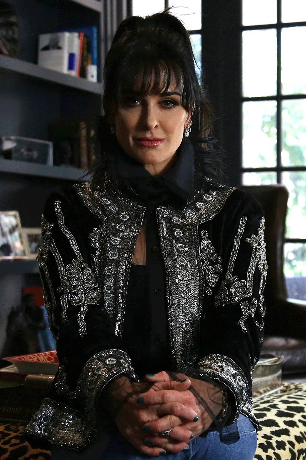 Velvet Sequin Jacket in Black