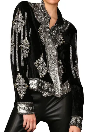 Velvet Sequin Jacket in Black
