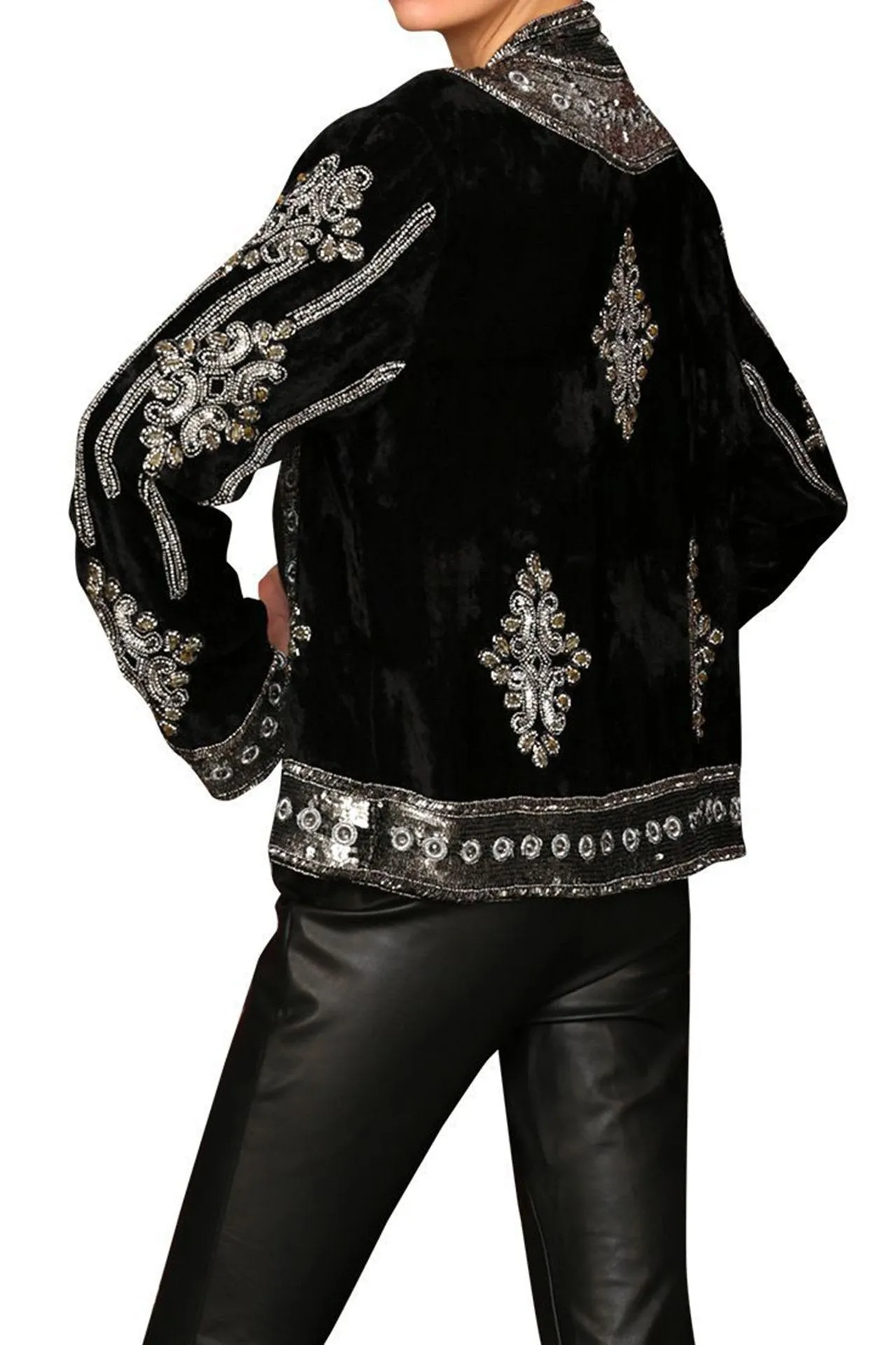 Velvet Sequin Jacket in Black