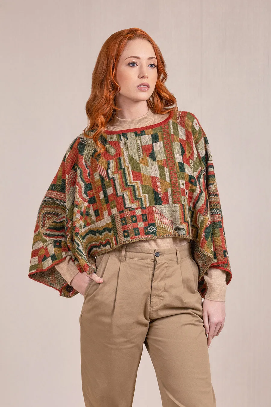 Vesubio Poncho Baby Alpaca Color Secoya