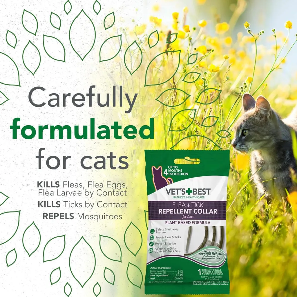 Vet's Best Flea   Tick Repellent Collar for Cats Plant Based Formula