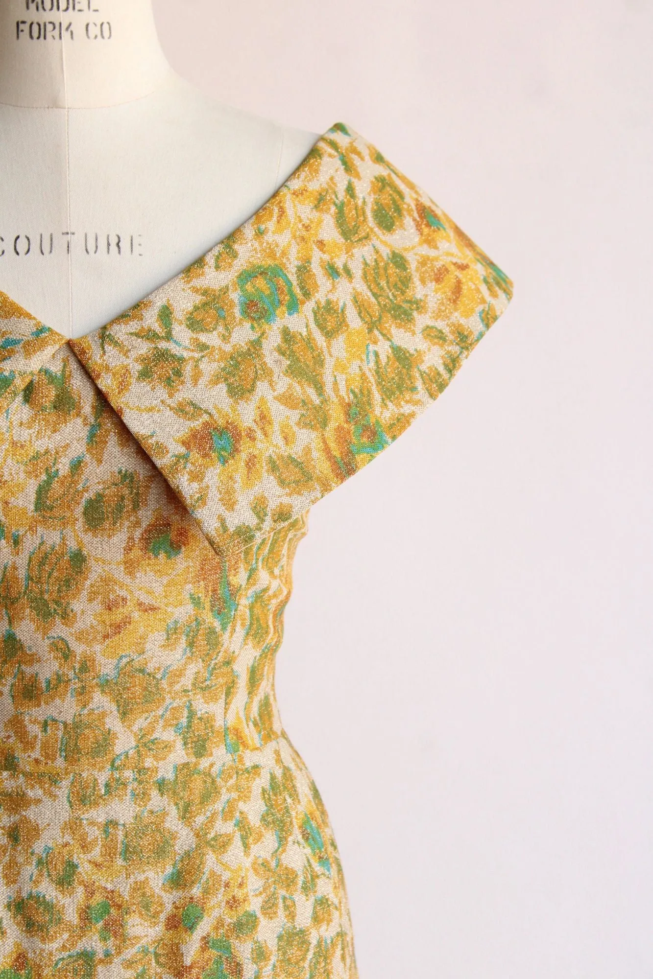 Vintage 1950s Gold Sparkly Wiggle Dress