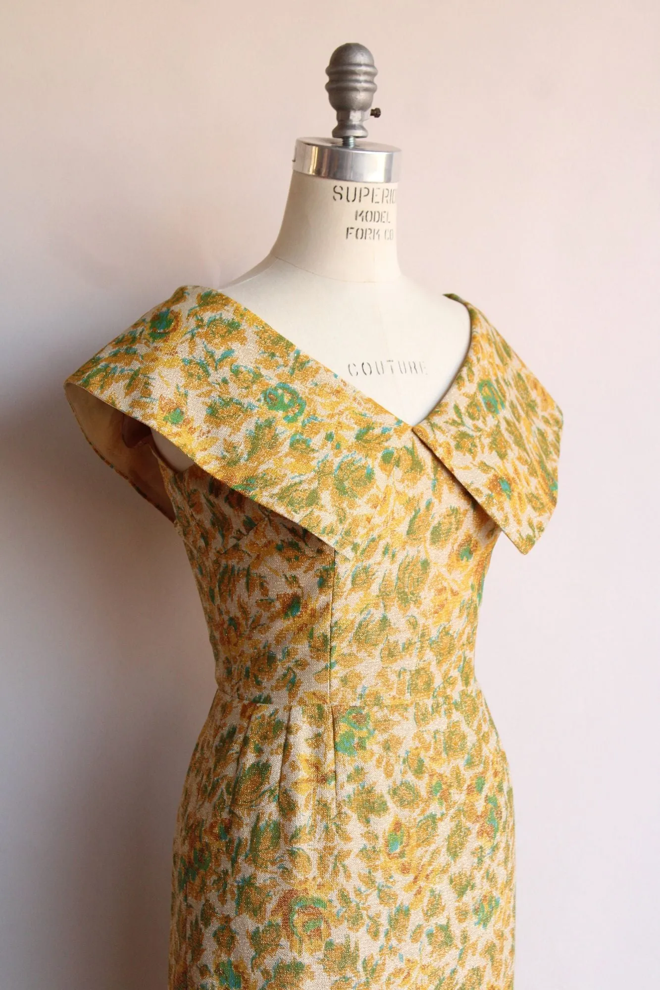Vintage 1950s Gold Sparkly Wiggle Dress
