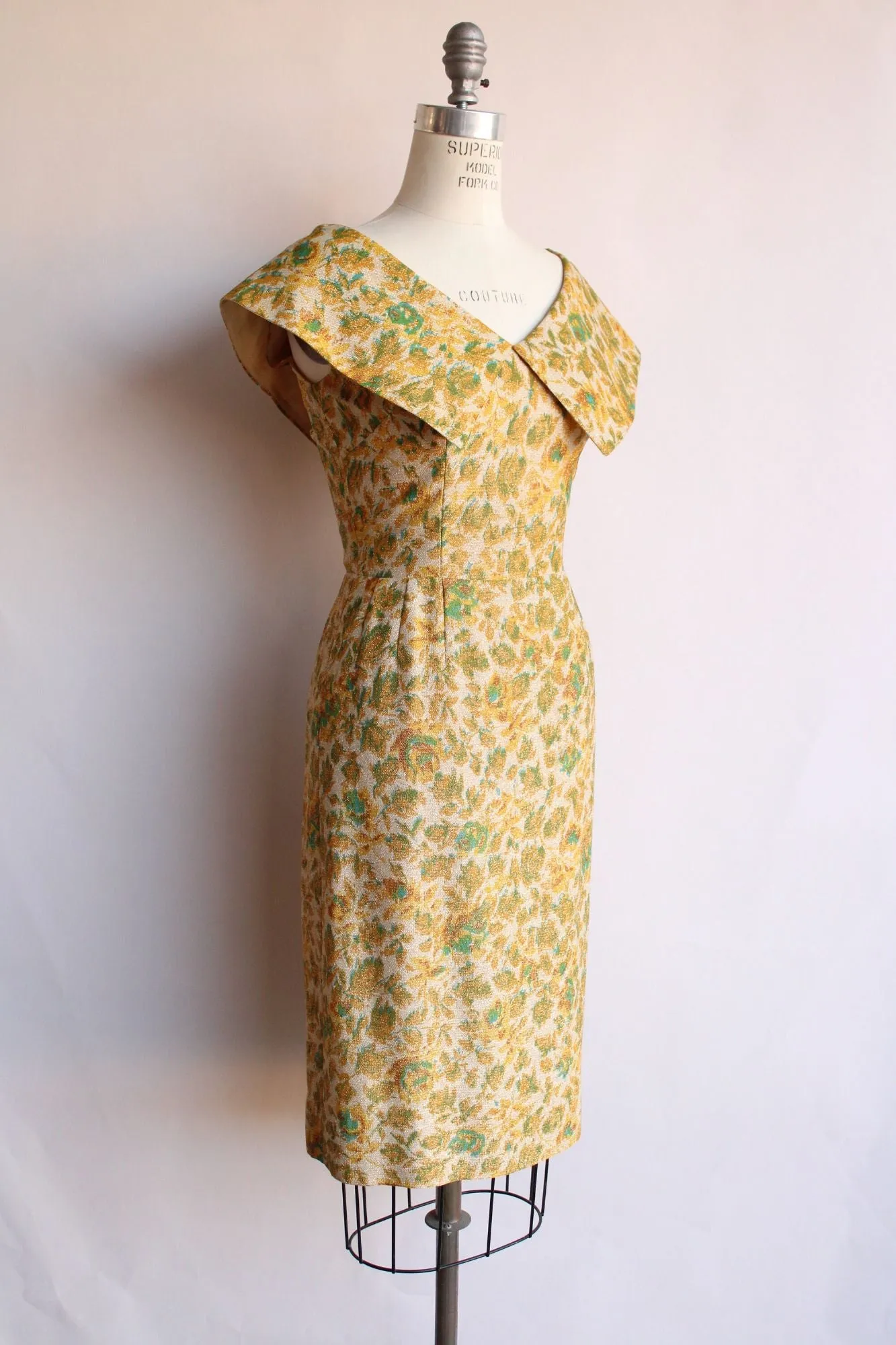 Vintage 1950s Gold Sparkly Wiggle Dress