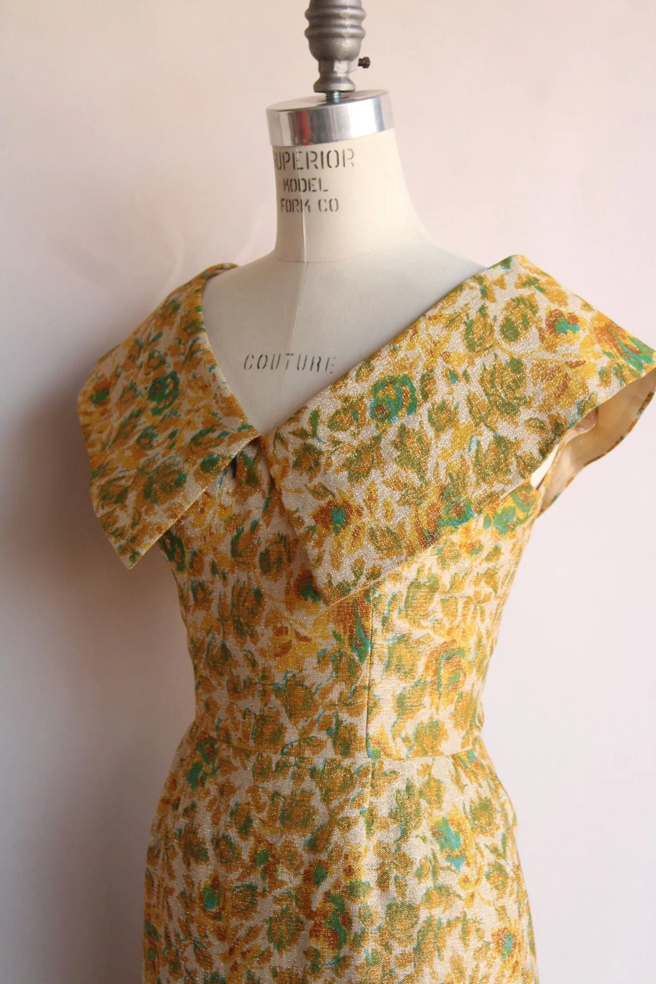 Vintage 1950s Gold Sparkly Wiggle Dress