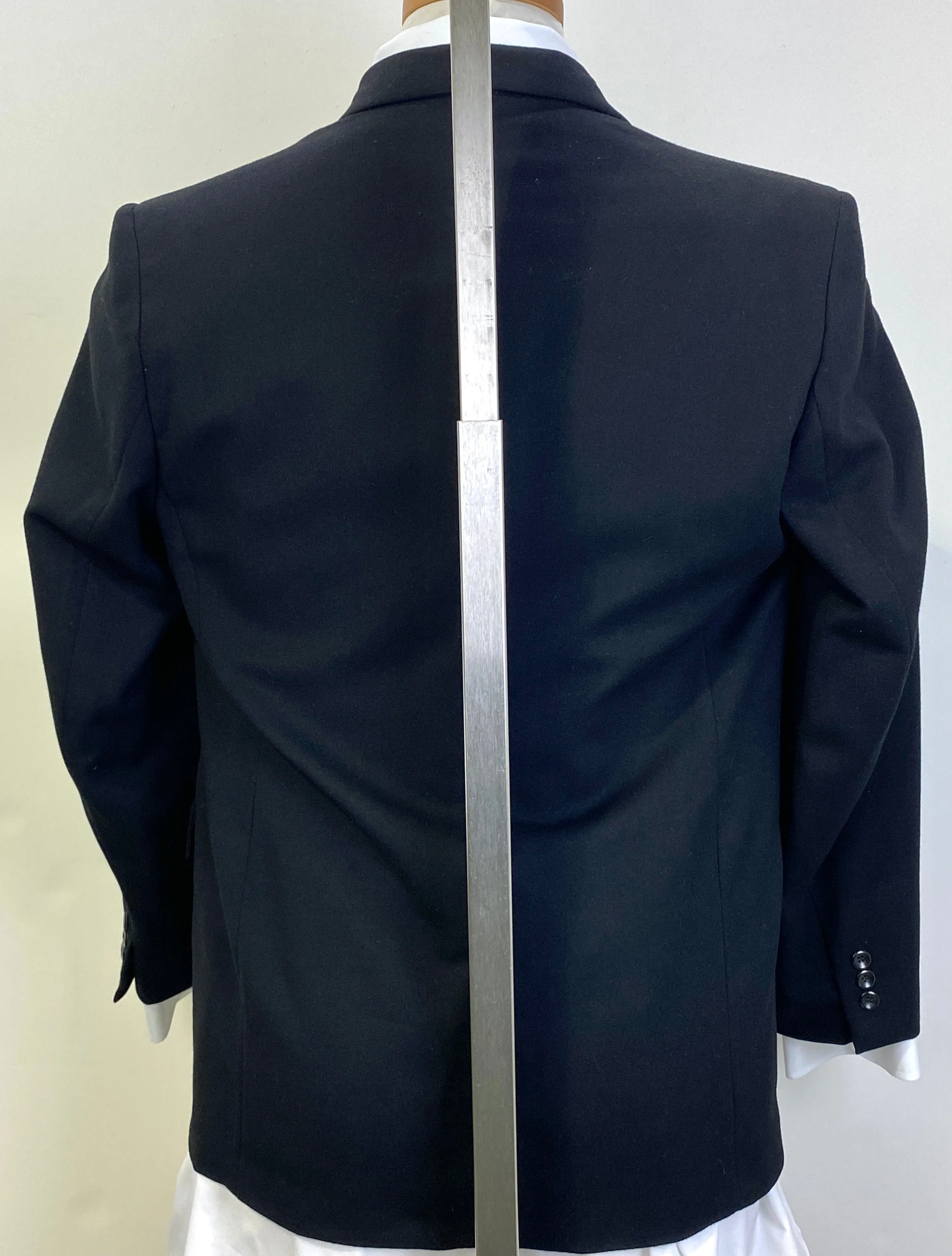 Vintage 1960s Men's Black Single-Button Wool Blazer, 40S