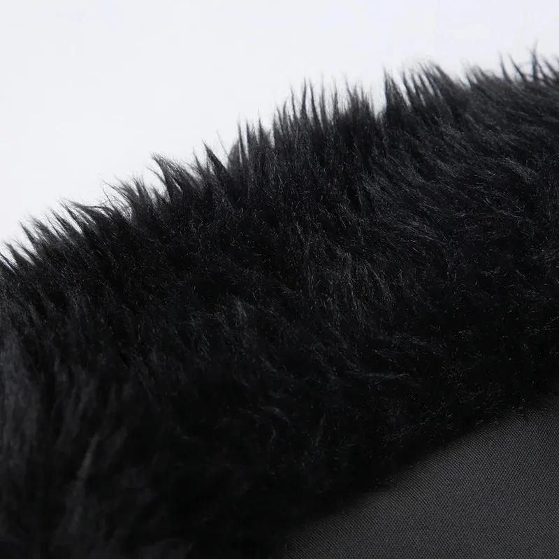 Vintage Fluffy Faux Fur Trim Collar Crop Top