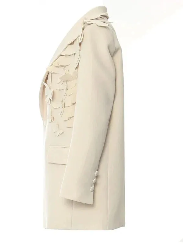 Wenkouban-Winter outfits Christmas Apricot Notched Collar Butterfly Oversized Suit Blazer