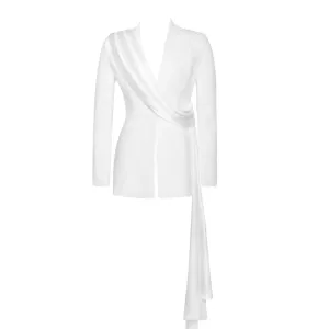 White Draping Blazer Jacket set