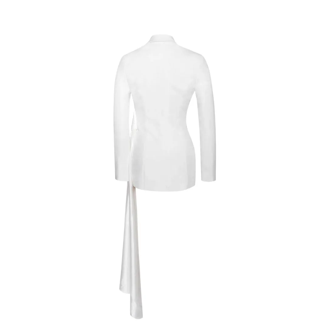 White Draping Blazer Jacket set