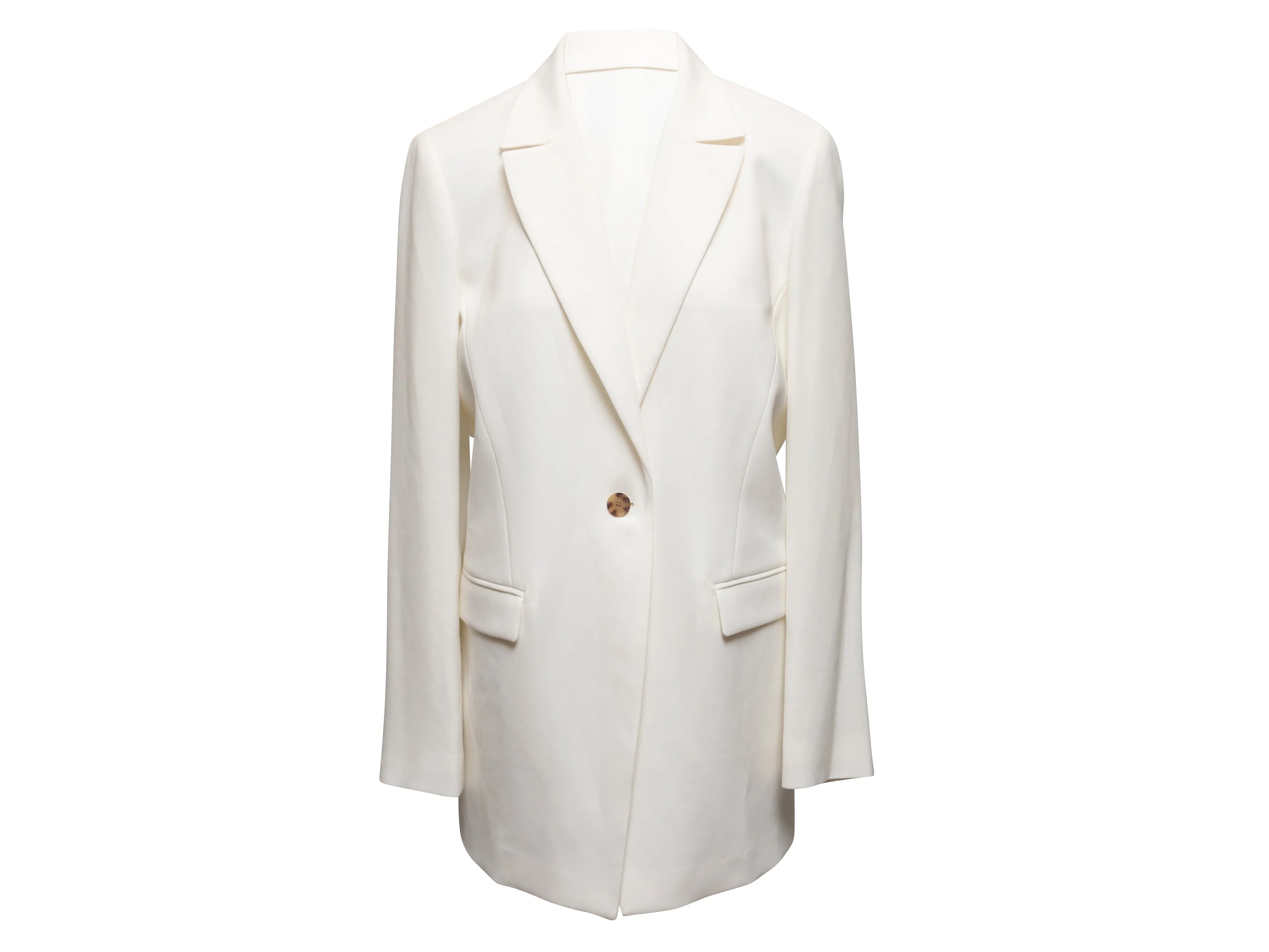 White Lafayette 148 Single-Button Blazer Size US 12