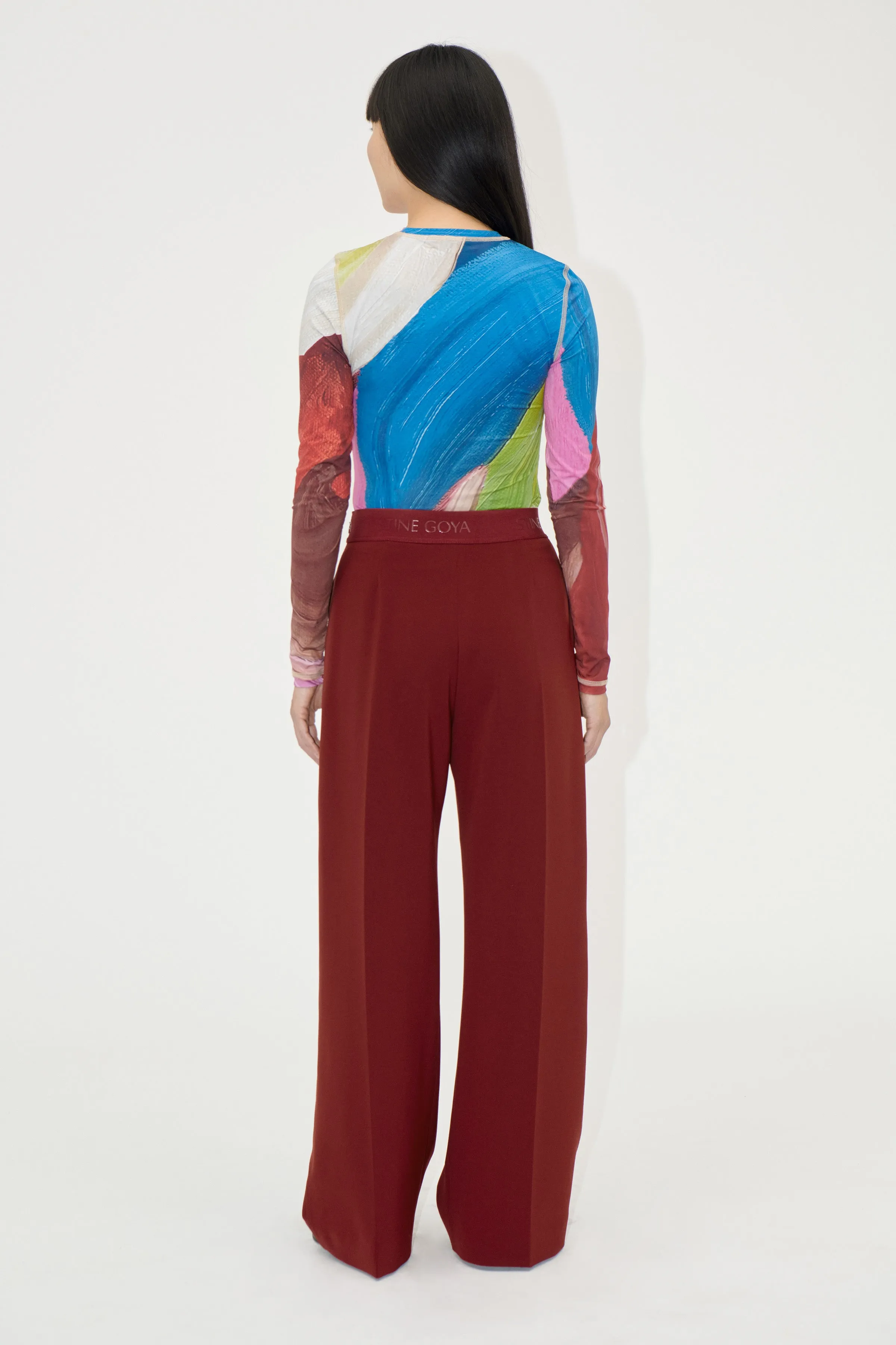 Wide Leg Long Pants - Bordeaux