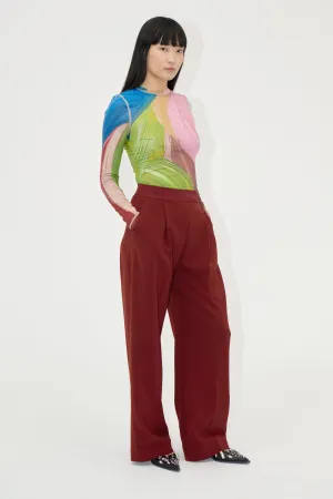 Wide Leg Long Pants - Bordeaux