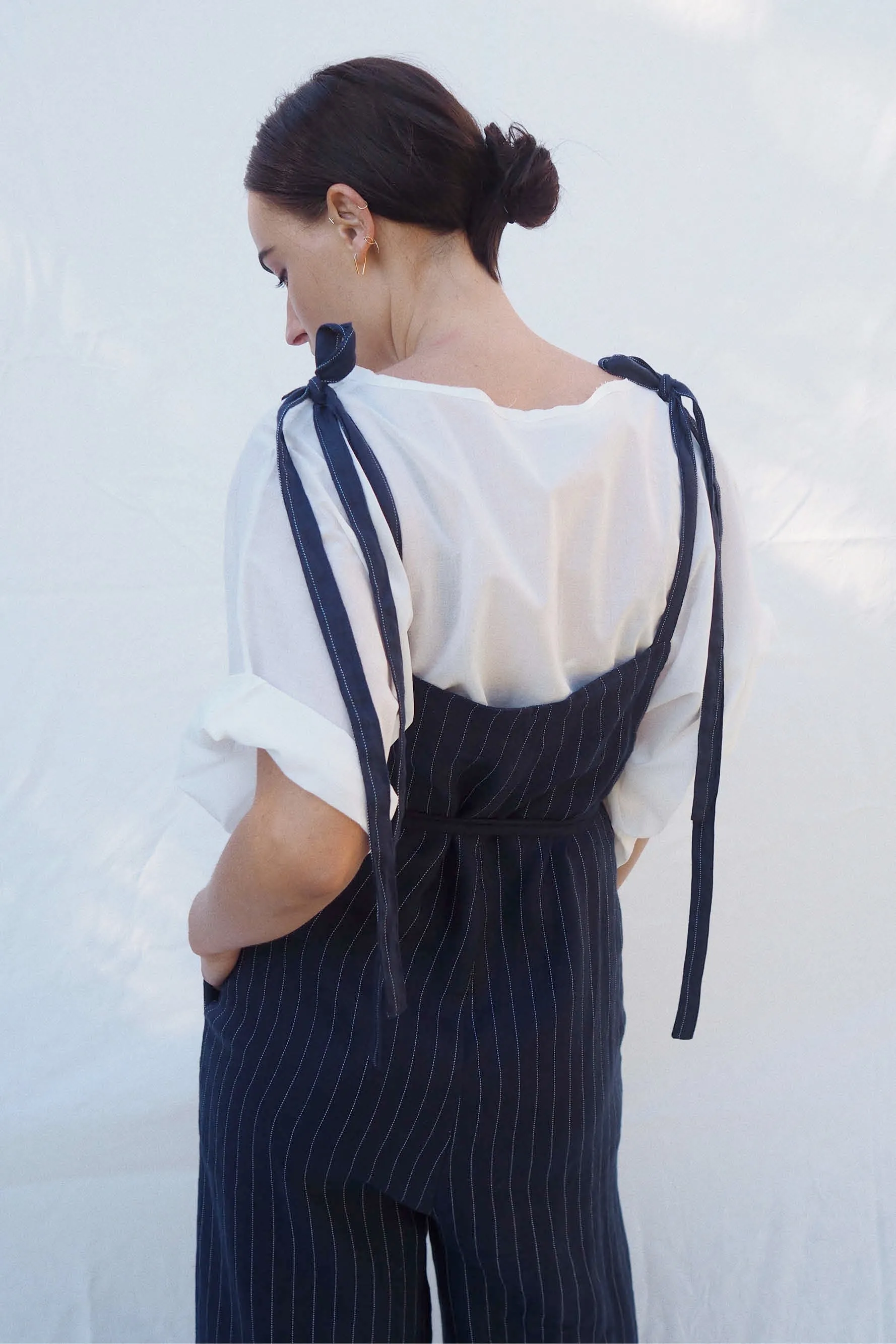 Wilde Linen Jumpsuit Navy Pinstripe