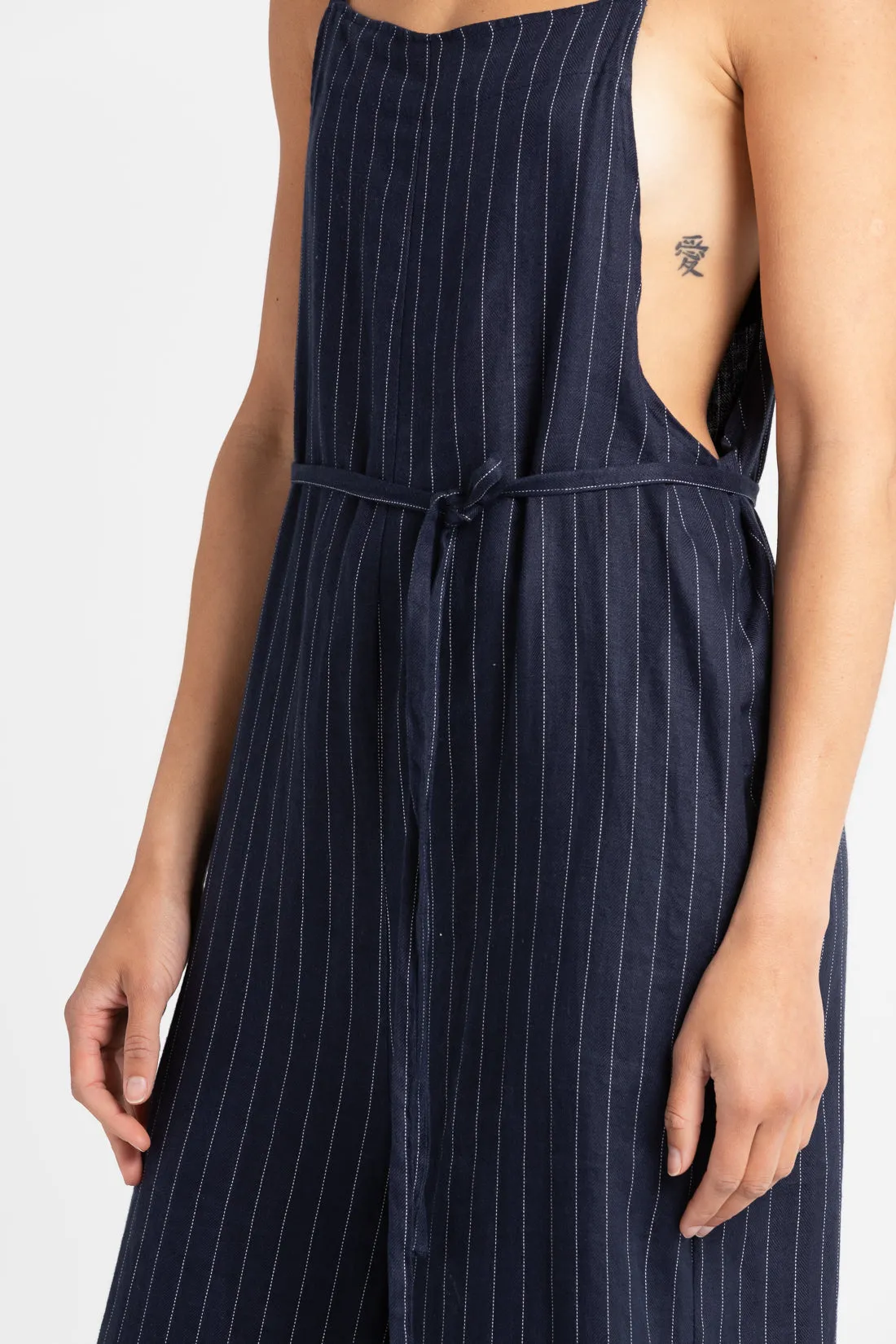 Wilde Linen Jumpsuit Navy Pinstripe