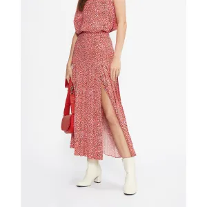 Women Wms-Zandi-Printed Knife Pleat Midi Skirt With Split - Brt-Pink