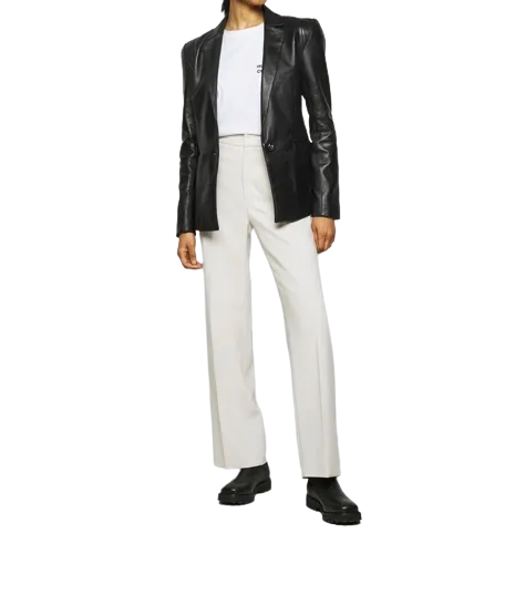 Womens Ella Genuine Lambskin Leather Blazer