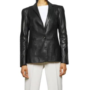 Womens Ella Genuine Lambskin Leather Blazer
