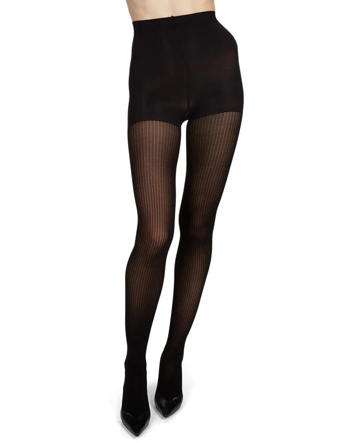 Women's Fine Ribbed Opaque Nylon Tights