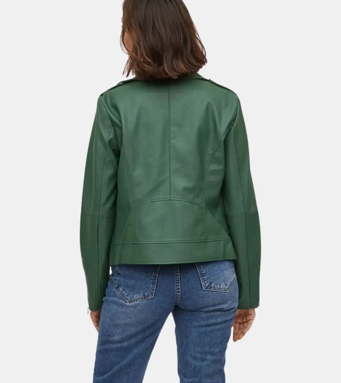 Women's Green Biker Leather Jacket