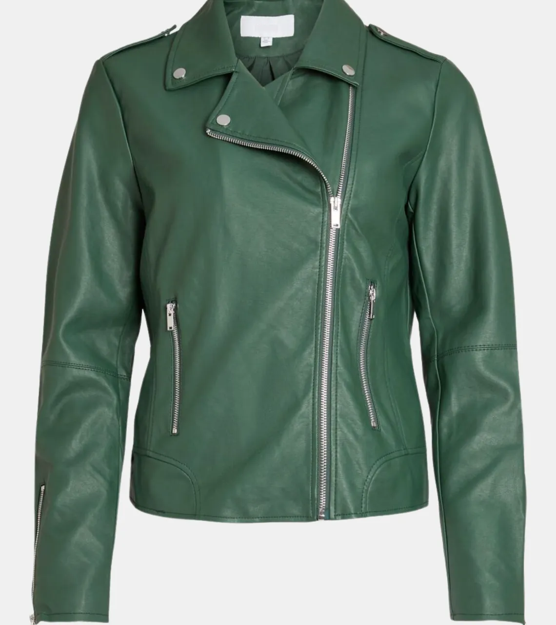Women's Green Biker Leather Jacket