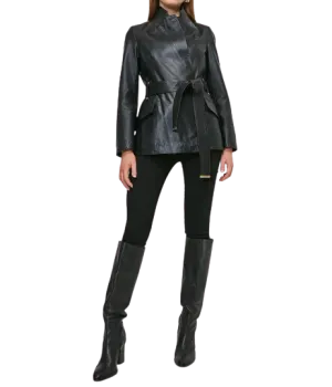 Womens Isla Genuine Lambskin Leather Blazer
