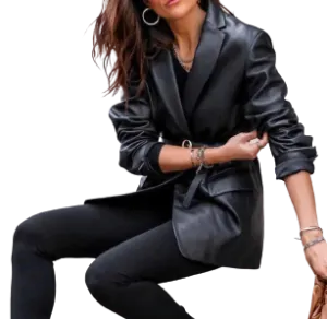 Womens June Genuine Lambskin Leather Blazer
