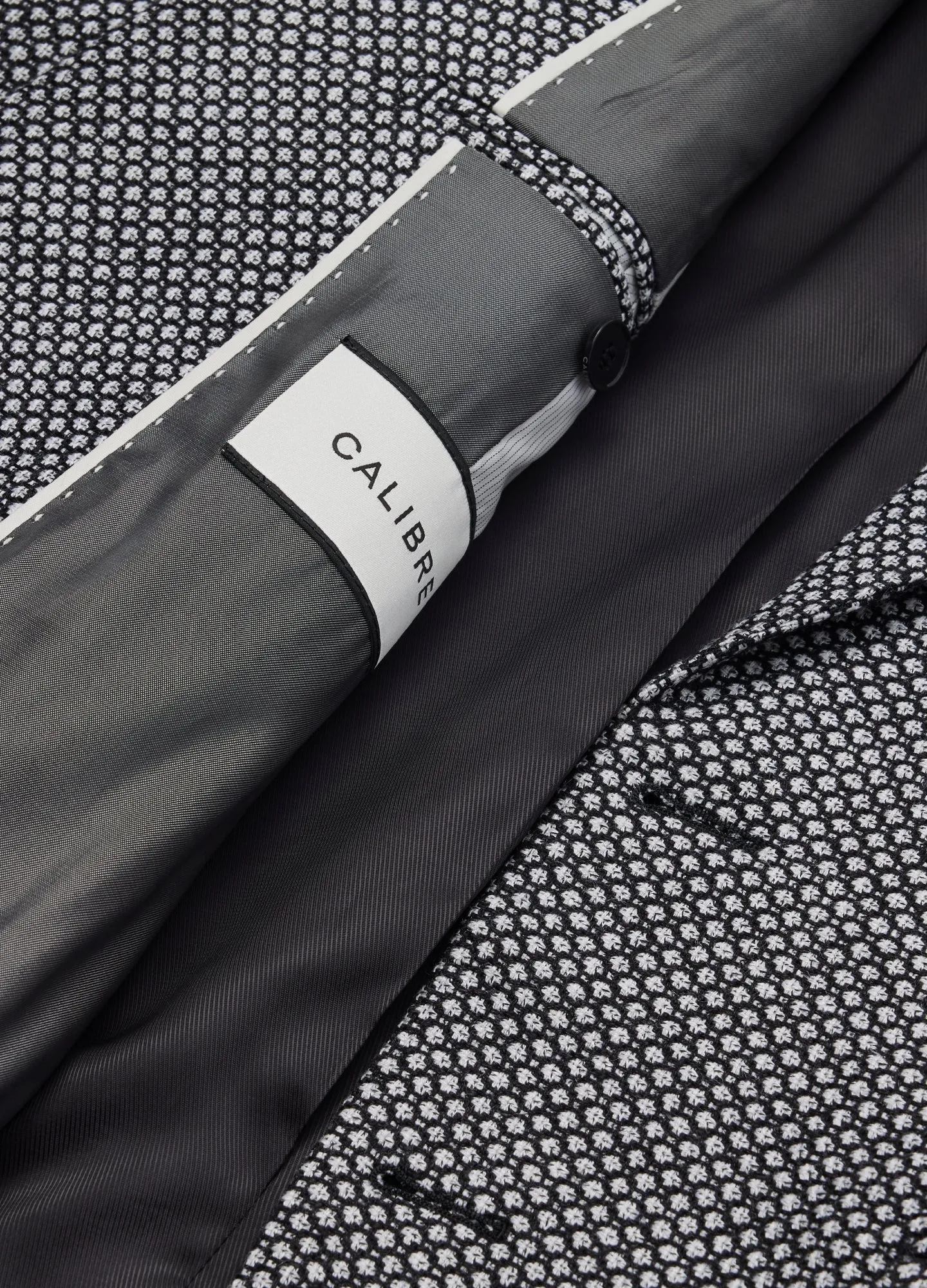 Wool Silk Linen Check Blazer Black